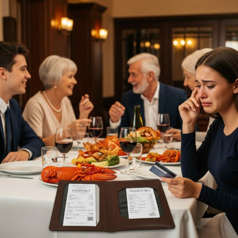 We were at the restaurant when my sister announced, “Hailey, get another table. This one’s only for real family, not adopted girls.” Everyone at the table laughed. Then the waiter dropped a $3,270 bill in front of me—for their whole dinner. I just smiled, took a sip, and paid without a word. But then I heard someone say, “Hold on just a moment…”