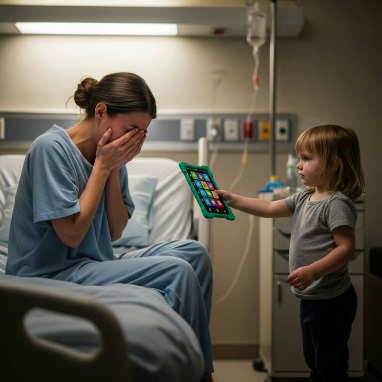 After our baby passed away during childbirth, my husband softly told me, “It wasn’t your fault,” before quietly walking out of the room. I stayed there in silence, numb with grief. Then my five-year-old came in, leaned close, and whispered, “Mom… do you want to know what really happened? Look at this…”