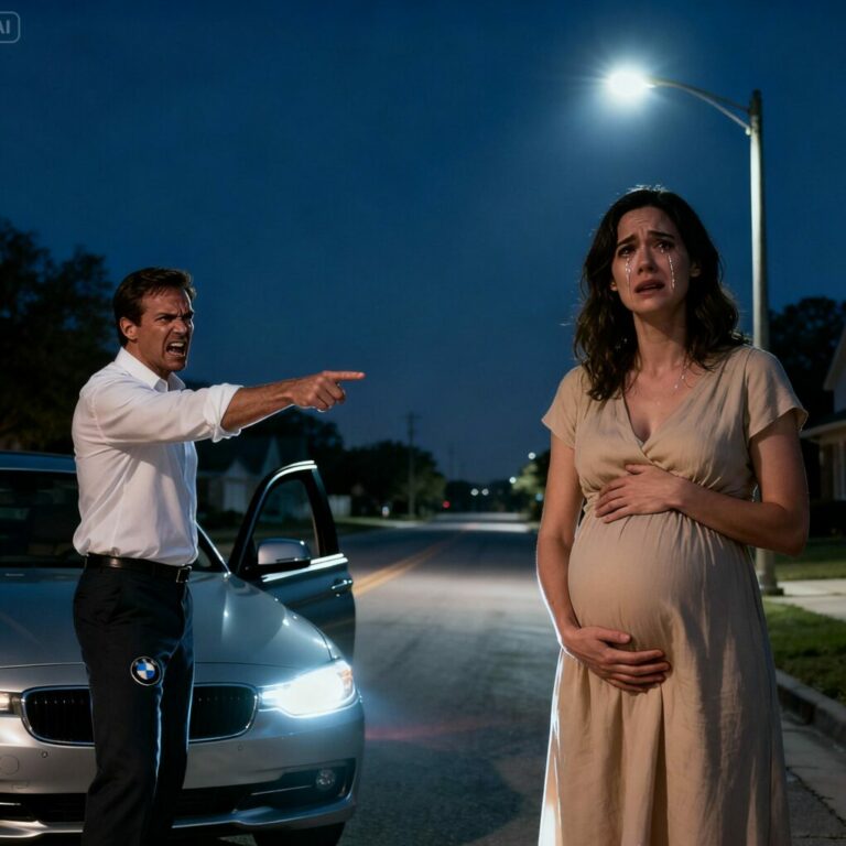 He asked his pregnant wife to “get out” of his brand-new BMW because she might “bring bad luck.” What she did next didn’t just save her life—it destroyed his perfectly polished world forever