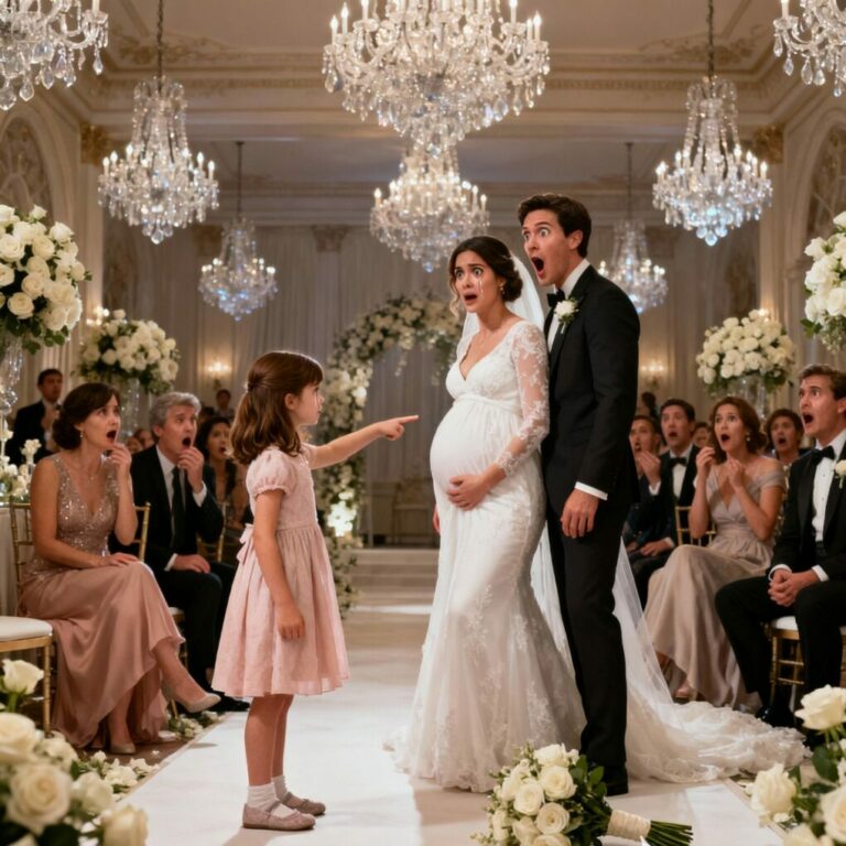 “She’s Lying About the Baby!” — The Little Girl’s Bold Words That Stopped a Billionaire’s Wedding…