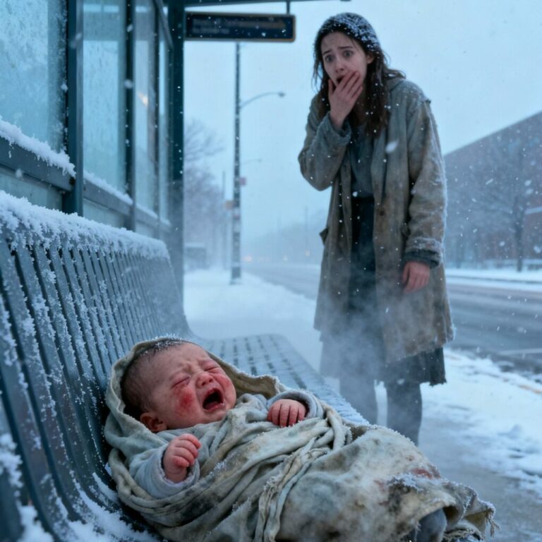 I’m an exhausted single mother working as a cleaner. On my way home, I found an abandoned newborn baby at a cold bus stop.  I took the baby to safety. Days later, I found out the baby’s identity, and what happened next changed everything forever.