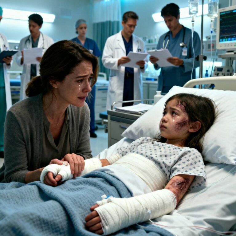 The hospital called me. “Your eight-year-old daughter is in critical condition — third-degree burns.” When I arrived, she whispered, “Mom… my stepmom held my hand over the stove. She said thieves deserve to get burned. I only took the bread because I was hungry…”