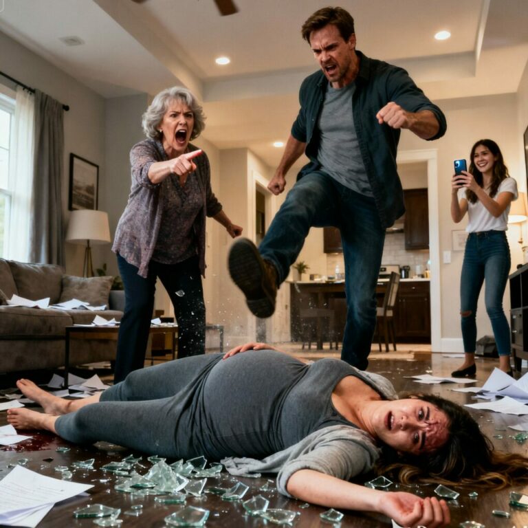 I was eight months pregnant with twins when I hit the jackpot — $850,000. But instead of celebrating, my mother-in-law demanded it all. When I refused, my husband lost control, and the next moment changed my life forever. I hit the floor, my water broke, and my sister-in-law just laughed, filming every second. What happened next will haunt me forever…