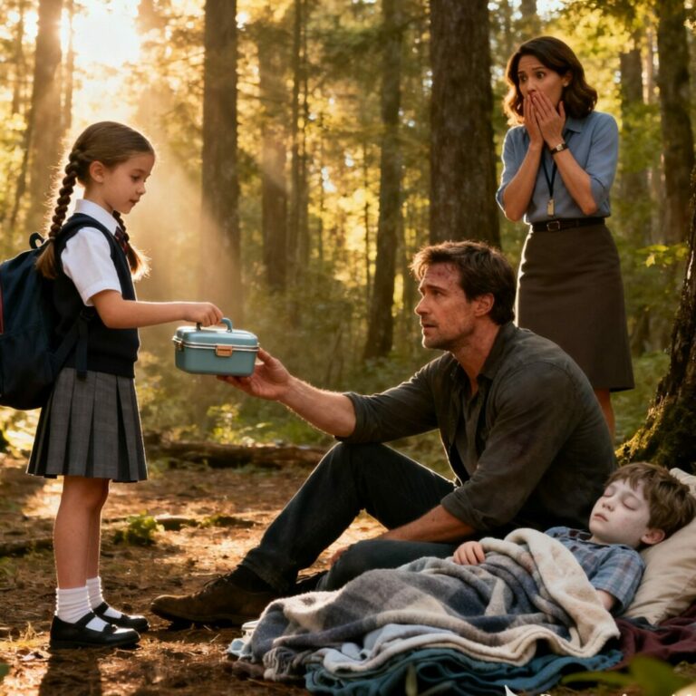 She thought her student was skipping lunch—until she found her in the forest feeding her homeless father and gravely ill brother, revealing a story of love, survival, and quiet courage.