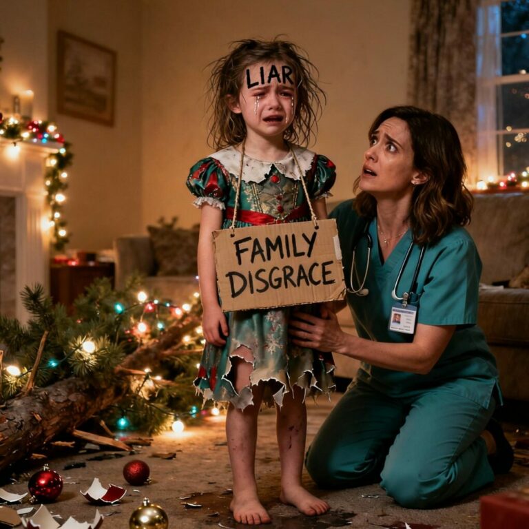 At christmas, while I was working, my family accused my seven-year-old daughter of lying and punished her cruelly, made her wear a sign that said FAMILY DISGRACE, and left her hungry in a corner for hours. I didn’t cry — I made a plan. Two days later, their phones wouldn’t stop ringing…