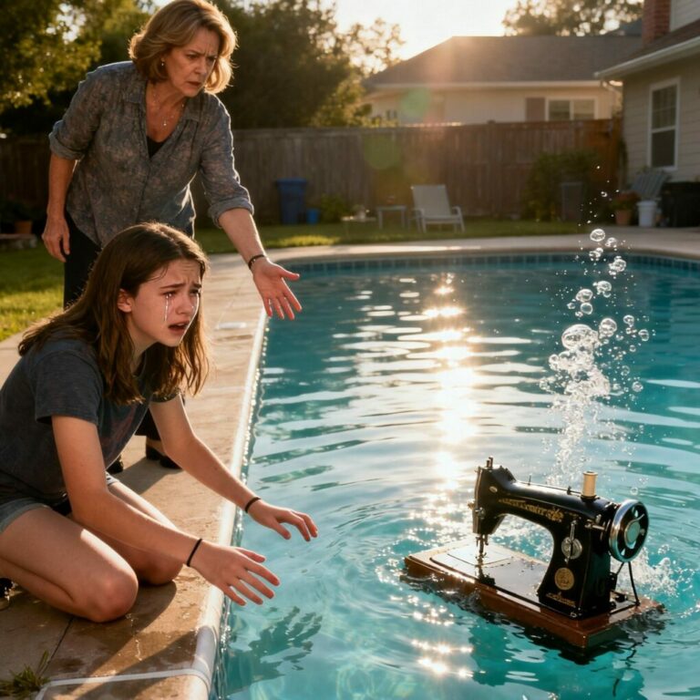 She had spent months saving every dollar for her dream sewing machine. But in a single, cruel moment, her stepmother threw it into the pool—and her world sank with it. What she did next would change everything…