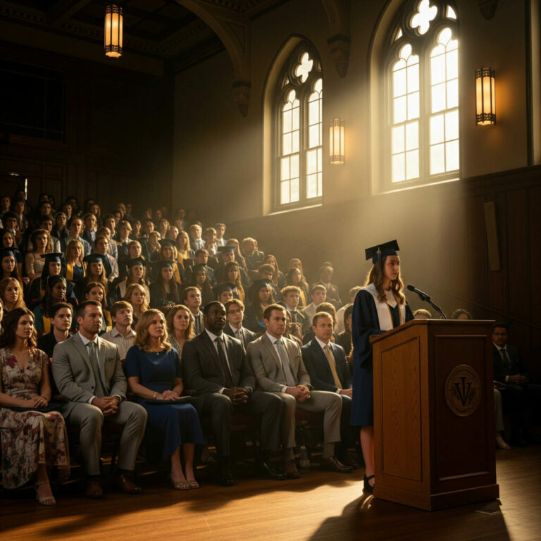 “Valedictorian’s Secret Scholarship Exposed: How One Brave Student Turned Her Parents’ Greed Against Them in a Graduation Speech They’ll Never Forget”