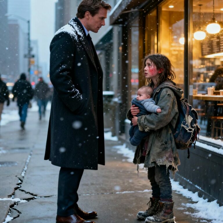 A homeless girl begged a millionaire: “Please, I’ll repay you when I grow up — just one box of milk for my hungry baby brother.” What the man said next left everyone speechless…