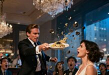 When he threw the plate at me, I froze. Cream sauce dripped down my dress, and the restaurant went silent. I wanted to disappear, but then I heard Daniel’s voice behind me: ‘William, you just made the biggest mistake.’ His eyes were cold, deadly calm. I realized in that moment, everything was about to change. Would he really protect me… or was this just another show of power?