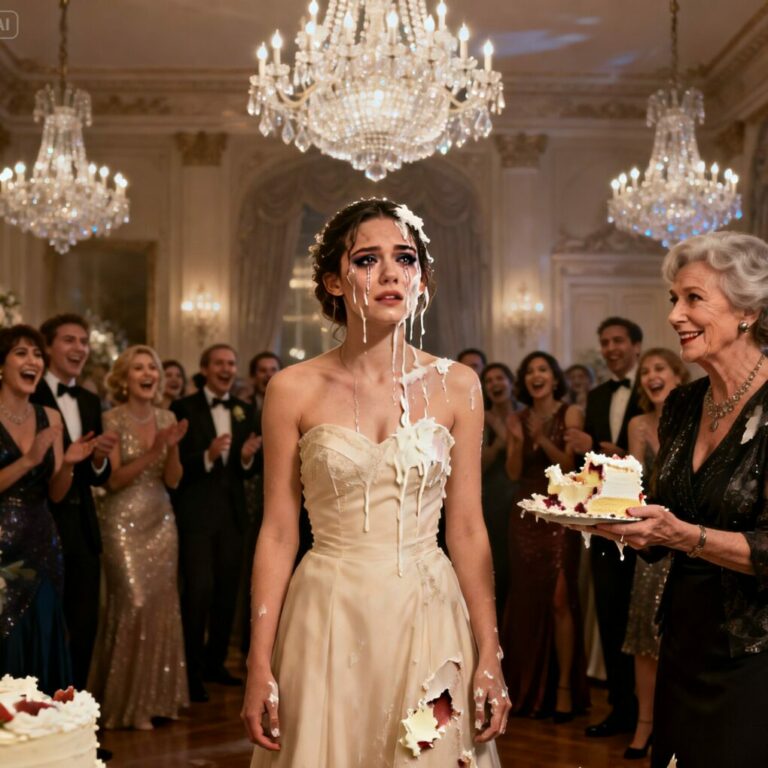 The cake slid down my face as laughter exploded around me. My mother-in-law smirked and said, “This is what happens when you don’t know your place.” I wanted to scream, but then my husband stepped forward and whispered, “They have no idea who you really are.” The room fell silent. What happened next destroyed their perfect world forever.