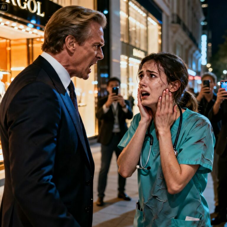 He slapped me over a car,” I thought, holding back tears as phones pointed at my face. Then a calm voice cut through the chaos: ‘This ends now.’ The man who humiliated me started shaking. Everyone knew the name he just said. I didn’t. But before that night was over, I would learn how one lie saved my life—and destroyed someone else’s.