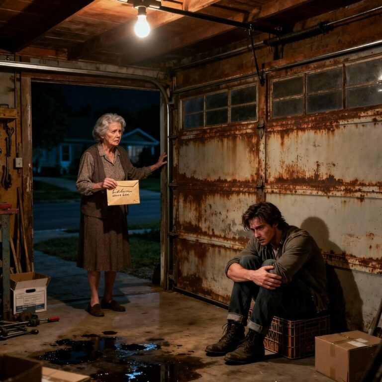 I can’t believe you! You’re a useless old woman!” my son shouted, slamming the door in my face. Heart pounding, I dragged my suitcase to the rundown garage I’d inherited from my late husband. “Fine,” I muttered, “I’ll stay here tonight.” But the moment I turned the rusty lock, I froze. The garage wasn’t empty… and the sight before me made my blood run cold. Was this… a trap, or something far worse?