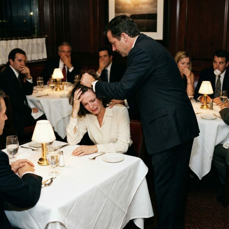 En el restaurante, mi yerno agarró del pelo a mi hija delante de todos. Su padre incluso lo animó a gritos: “¡Así es como debe ser! ¡Tiene que aprender cuál es su lugar!”  Mi hija rompió a llorar, humillada y temblando. Yo me levanté de la mesa con el cuerpo sacudido por una rabia incontenible y, en ese instante, hice algo que ninguno de ellos olvidaría jamás.