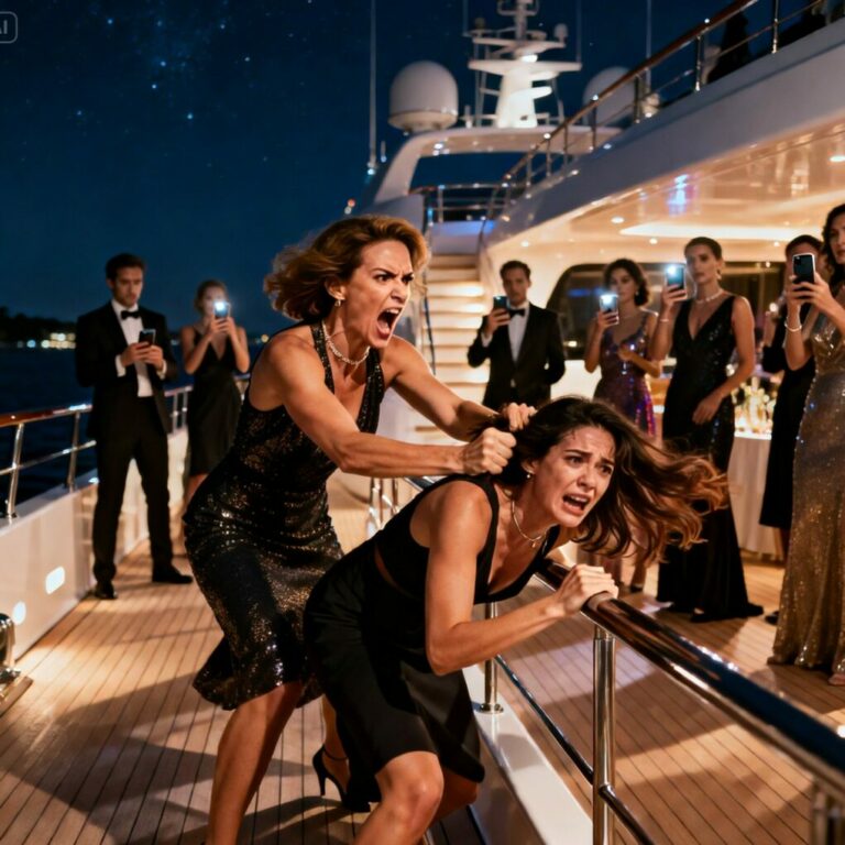 She leaned close and hissed, ‘You don’t belong here.’ Before I could react, her hand was in my hair and the crowd was already filming. I heard someone laugh as she screamed, ‘Get her out!’ The next second, I was falling into icy water. As I surfaced, choking, I saw a helicopter approaching—and realized the night was far from over.