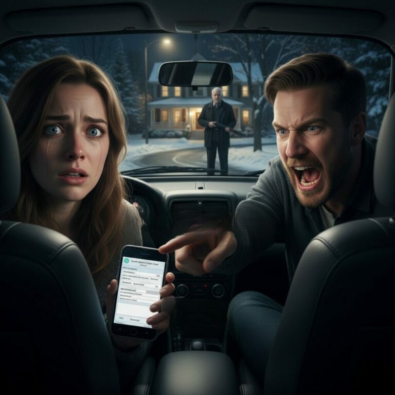 “The snow was falling peacefully, but inside the car, the air turned ice-cold. My husband’s hand gripped the dashboard, his knuckles white. ‘Turn the car around. Now!’ he choked out, his eyes wide with a terror I’d never seen. ‘Don’t ask why, just drive!’ I spun the wheel, my heart hammering against my ribs. I didn’t know it then, but that split-second decision was the only thing that kept us alive. Now, I can’t stop shivering… what exactly was waiting for us at my parents’ house?”