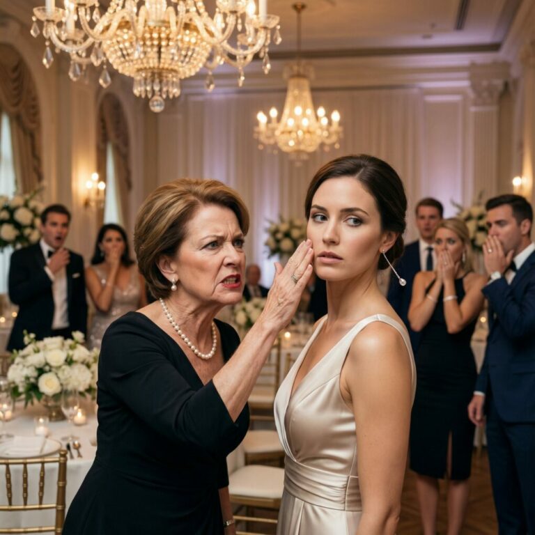 At my sister’s wedding, my mother smiled sweetly and said, “Give her the house as a wedding gift. Hand over the keys to your penthouse.” In front of fifty guests, I said no. She slapped me so hard my earring skidded across the floor. Gasps. Laughter. I walked outside, made one call, and said, “It’s time.” One hour later, a man walked into the reception. My mother froze, then screamed, “Why is he here?” And that was the moment the wedding truly began.