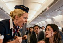 The entire cabin gasped as she slapped me across the face. “Control your baby, or get off my plane!” she screamed. Blood dripped down my cheek, and my hands shook, holding my child. But in that moment, I knew exactly what I had to do. “You’ve chosen cruelty,” I said softly, “now live with the consequences.” The countdown to her downfall had begun—what she didn’t see was the storm I was about to unleash.