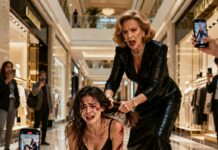 I was on my knees, crying on the marble floor, when she grabbed my hair and screamed, “You’re trash. Look at you.” No one helped. They just watched. Then I called my fiancé. Minutes later, the doors burst open—and he froze when he saw her. He whispered one word that changed everything: “Catherine.”