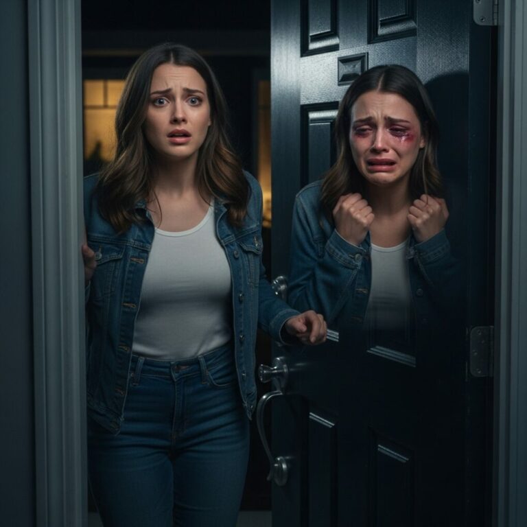 The moment my twin sister walked into my apartment, trembling and covered in bruises, something inside me shattered. “He did this to you?” I breathed, and she nodded, barely able to speak. That was when I knew exactly what needed to be done. We switched places that night, and when her husband opened the door, mistaking me for her, his face drained of color. “We need to talk,” I said, stepping inside. What happened after that is something he will never forget — and something I’ll never stop remembering.