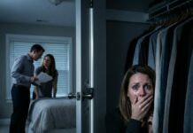 I heard voices in our bedroom and hid in the closet. My husband walked in with her, holding papers. She whispered, ‘What’s your plan?’ He laughed, ‘2 million when she dies. Accident on the stairs. I’ve already made her…