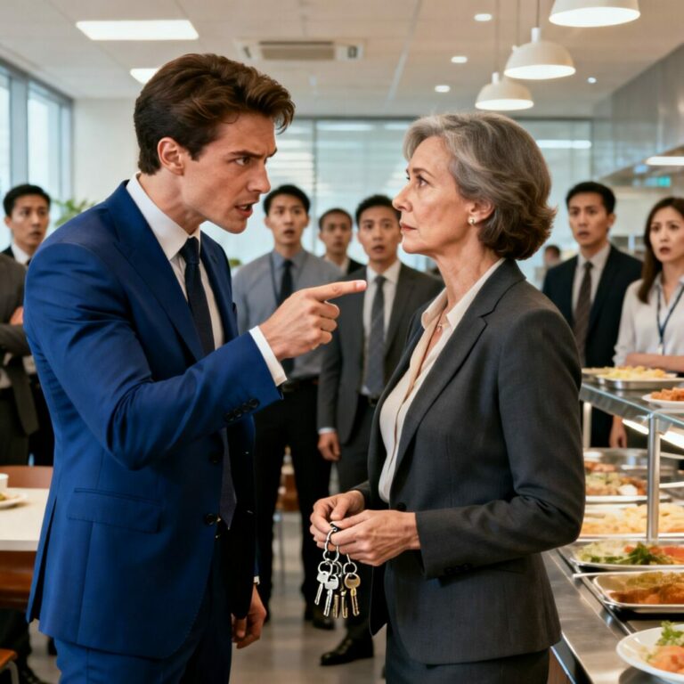 “I’m the CEO now,” Spencer shouted, standing on a cafeteria table. Then he pointed at me and said, “You’re fired. Right now.” The room froze. I didn’t argue. I didn’t cry. I just held up the key ring he thought was useless and said, “Good luck.” What he didn’t know was that those keys weren’t for doors. They were for the company’s spine. And he’d just snapped it.