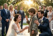 Asking for food at a grand wedding, a young boy froze when he realized the bride was his missing mother. What the groom did next left the entire room in tears.