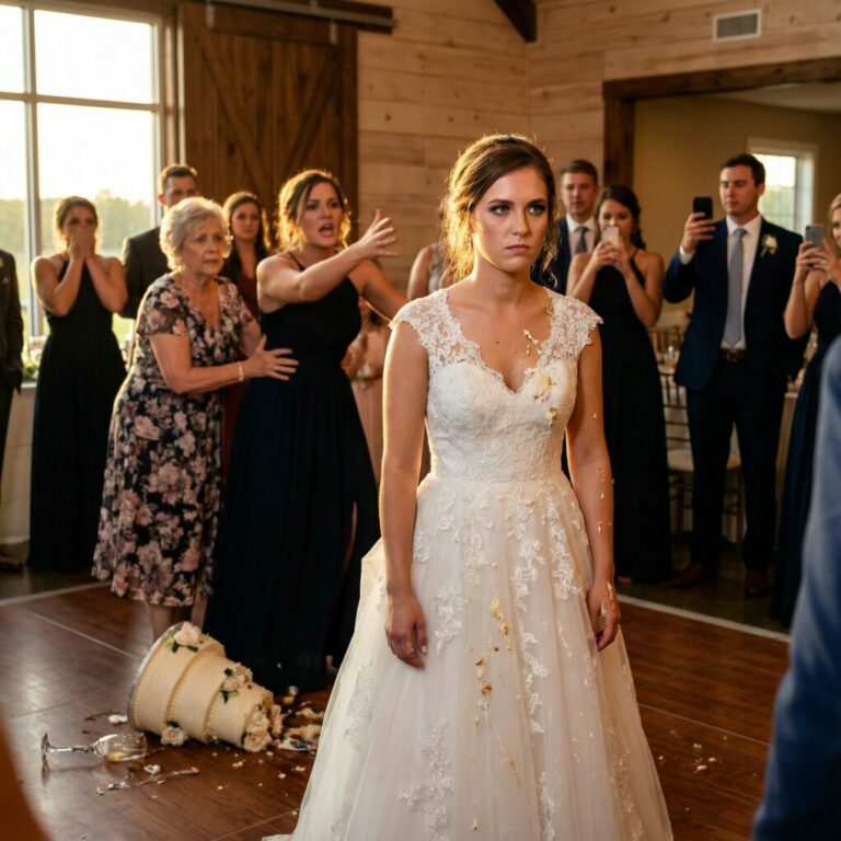 El día de mi boda, mi hermana armó un escándalo enorme: lanzó champán por todas partes, destrozó el pastel de bodas y gritó: «¡Esto es lo que te ganas por actuar como si fueras superior!». Mi madre la abrazó y dijo: «Solo está desahogándose». Yo no dije nada. Esa noche, hice algo que nadie esperaba…