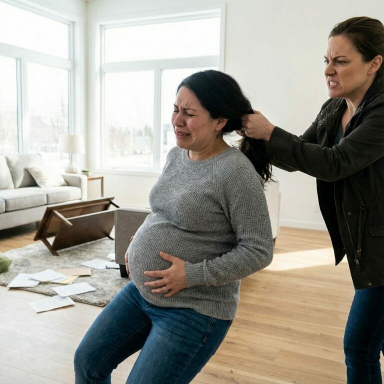 Cuando estaba embarazada de ocho meses, mi cuñada, dominada por la avaricia, intentó quedarse con los 150.000 dólares que estaban destinados al futuro de mis hijos mientras mi esposo no estaba en casa. Me enfrenté a ella y le dije que no, pero perdió el control. En un arrebato de furia, me golpeó brutalmente el vientre hinchado con el puño, y en ese mismo instante se me rompió la fuente.  Aun así, no se detuvo. Me agarró del cabello con violencia y me arrastró por el suelo, ignorando mis gritos y el dolor insoportable que recorría todo mi cuerpo. Cada segundo era una tortura; apenas podía respirar, la vista se me nublaba y sentía cómo las fuerzas me abandonaban. Finalmente, el dolor fue tan intenso que perdí el conocimiento.  Horas más tarde…