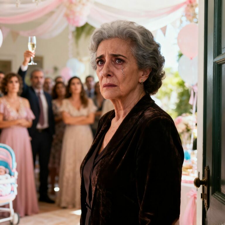 Yo estaba de pie, con la copa temblando en la mano, cuando mi hija sonrió y dijo: “Esta es la mujer que ojalá me hubiera criado”. No me miró. Nadie lo hizo. Salí en silencio, como si nunca hubiera existido. Esa noche escribí: “Hoy me enterraron viva”. A la mañana siguiente, algo llegó a su puerta… y ya nada volvió a estar en su lugar.