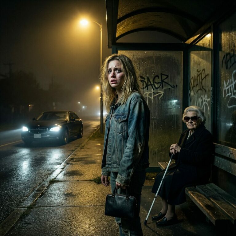 after an argument, my husband kicked me out and left me at a bus stop outside the city with no money. i was about to walk the 25 kilometers back when an elderly blind woman, who had been sleeping on a bench, whispered: “pretend to be my granddaughter. my personal driver will be here soon, and your husband will regret abandoning you next to the richest woman in the city…”