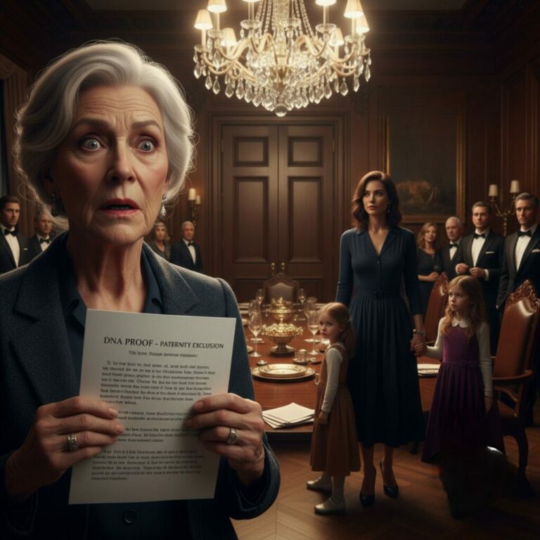 “My mother-in-law spat those venomous words right at my face: ‘My daughter is the only heir! You and those brats are nothing but leeches!’ The room went deathly silent. I didn’t cry. Instead, I calmly placed a thick envelope on the mahogany table—the DNA results that would shatter her world forever. As I hugged my children and walked away from her $60 million empire, I whispered, ‘Keep the money, Martha. You’re going to need it for the lawyers.’ But who is the real heir now?”