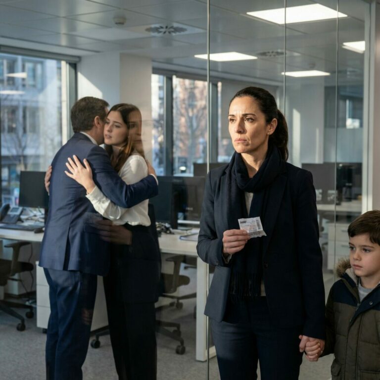 Gané 50 millones de dólares en la lotería. Corrí con nuestro hijo pequeño a la oficina de mi esposo para darle la noticia. Pero cuando llegué, escuché sonidos íntimos que venían de él… Así que entonces, hice algo.