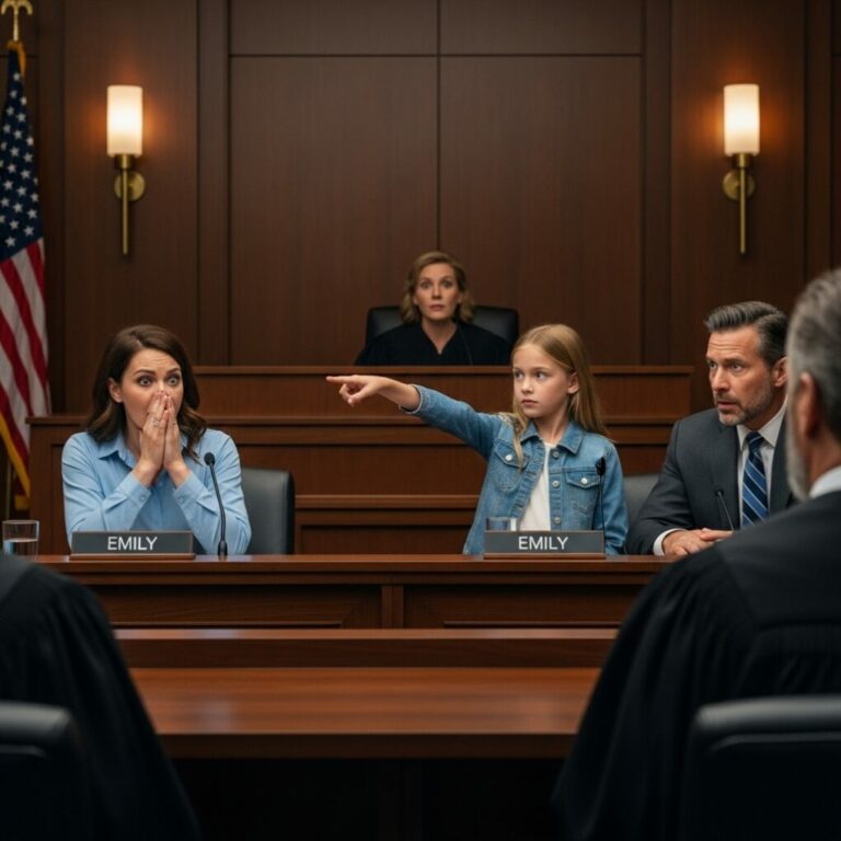 I thought the divorce hearing couldn’t get worse—until my husband demanded the $400K house my parents left me. My hands were shaking, my voice gone. Then my 9-year-old daughter stood up and whispered, “Your Honor… Mom doesn’t know I recorded what he said last night. I sent it to Aunt Maria.” The entire courtroom froze. And in that moment, I realized… everything was about to change.