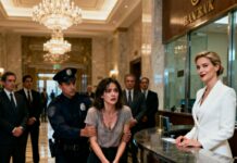 “Fraudulent behavior isn’t tolerated here,” she announced, loud enough for the entire lobby to hear. I felt my face burn. “You’re wrong,” I said, my voice breaking. Then the glass doors opened behind me. “Excuse me,” a calm male voice said, filled with authority. “That woman is my wife.” In that moment, I realized the truth was about to hit harder than her arrogance ever could.