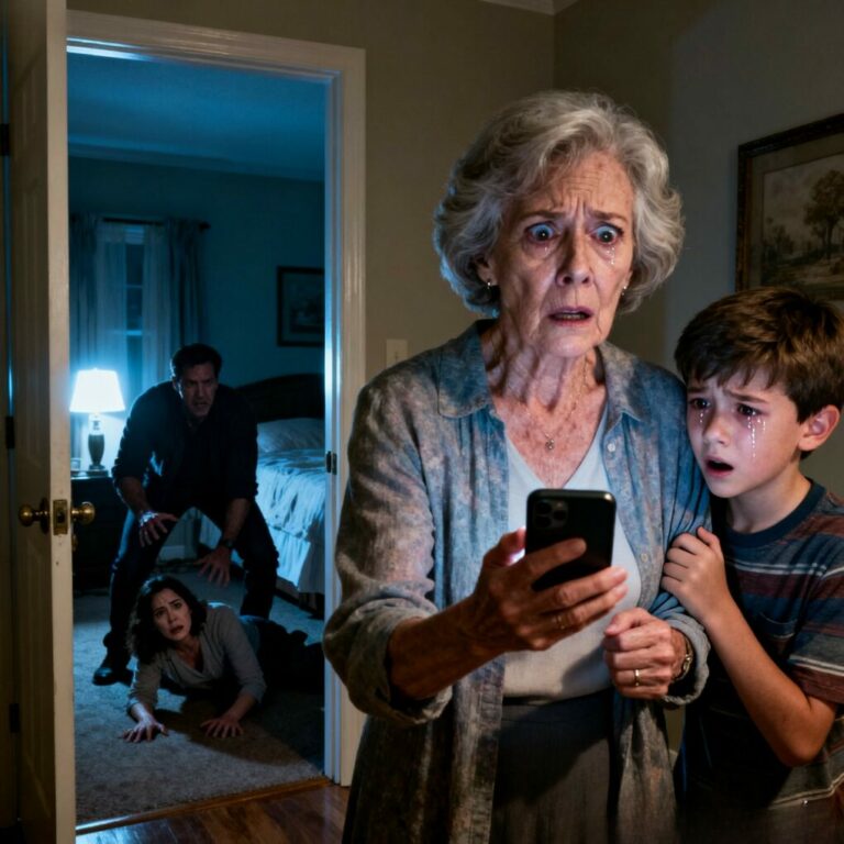 My 7-year-old grandson grabbed my sleeve and whispered, “Grandma… Dad is standing all over Mom.” His voice was shaking. Then he ran. I froze, my heart pounding, images racing through my mind. I didn’t ask questions. I didn’t hesitate. I made one phone call immediately—because what I did next would decide whether my daughter survived that night.