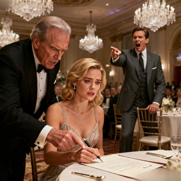 “My father’s voice boomed through the speakers, ‘Give your sister your penthouse, it’s only fair.’ The room blurred as 200 guests stared, waiting for me to surrender everything I’d worked for. I felt my world collapsing until a deep, cold voice sliced through the silence: ‘Keep your hands off her, or I’ll burn your empire to the ground.’ Who was this stranger defending me, and why did my father look so terrified?”