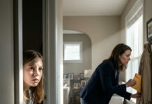 “mom, i have a fever… can i stay home from school today?” the girl said. her mother touched her forehead and allowed her to stay. around noon, the girl heard the sound of a key turning in the lock. quietly peeking out of her room, she saw her aunt come in and secretly slip something into the pocket of her mother’s coat. before leaving, the aunt spoke on the phone and said, “i took care of everything. you can call the police tonight. that fool won’t suspect a thing.”