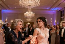 They said, ‘You’ll ruin the wedding if you show up.’ I was already turning away when my stepmother grabbed my arm and hissed, ‘You don’t belong here.’ The sound of my dress ripping cut through the room—and so did his voice: ‘Who touched my wife?’ That was the moment everyone realized… they had humiliated the wrong woman.