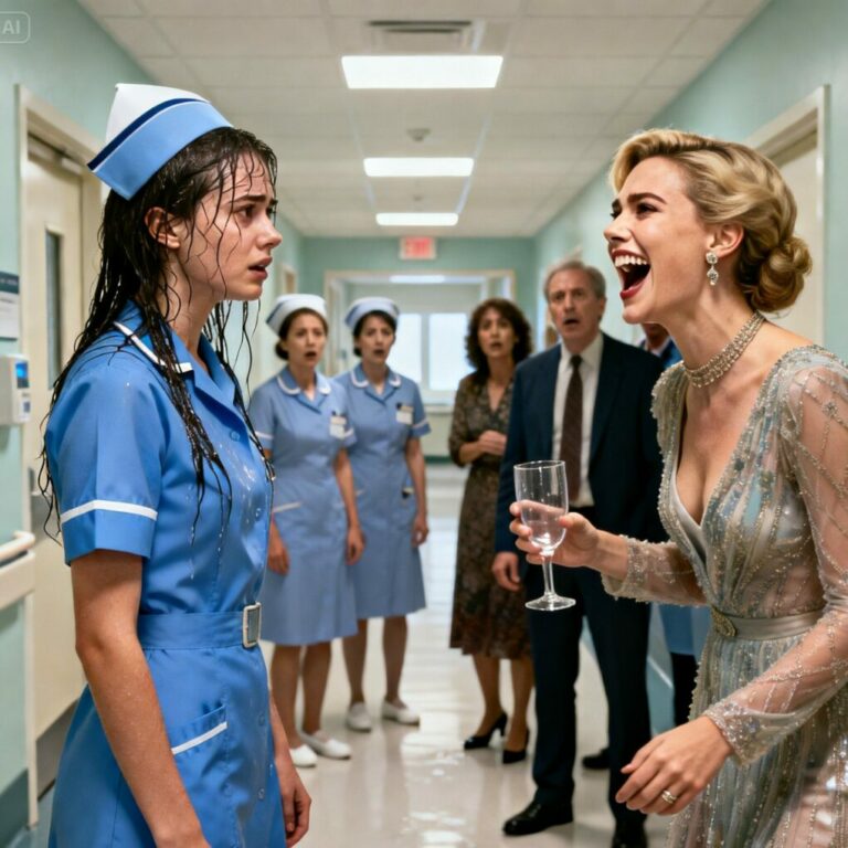 She laughed while the water dripped from my hair onto the hospital floor. ‘Kneel and apologize,’ she said, holding her phone up to record me. Everyone watched. No one helped. I could’ve told her who my husband was. I didn’t. Because what she did next sealed her fate—and she had no idea her world was about to collapse.