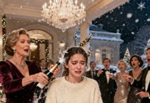 I never imagined my wedding night would end with laughter and champagne in my face. “Sign it, Magnolia,” Lucas sneered, holding the divorce papers like a trophy. My hands shook, tears blurred my vision, but I signed. Thrown out into the snow, I whispered to myself, “They think this is the end. They have no idea what’s coming.” Little did they know, their empire was about to crumble.