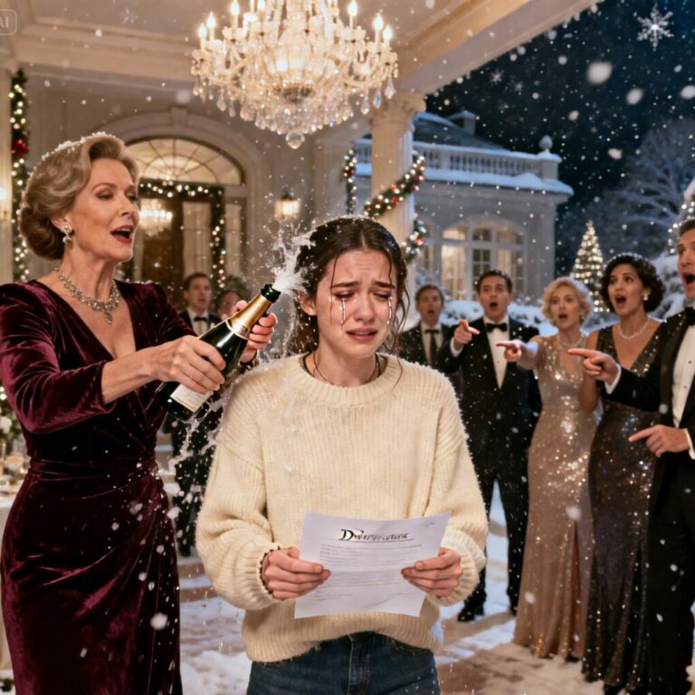 I never imagined my wedding night would end with laughter and champagne in my face. “Sign it, Magnolia,” Lucas sneered, holding the divorce papers like a trophy. My hands shook, tears blurred my vision, but I signed. Thrown out into the snow, I whispered to myself, “They think this is the end. They have no idea what’s coming.” Little did they know, their empire was about to crumble.