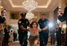 “I need you to leave immediately,” the manager said, her smile sharp and cruel. “I’m waiting for my husband,” I replied, my voice shaking. She laughed. “Your husband? Don’t embarrass yourself.” That’s when security grabbed my arms, phones started recording, and my bag hit the marble floor. What they didn’t know… the elevator was about to open.