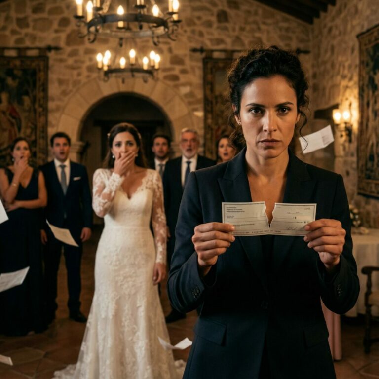 Mi hermana bloqueó la puerta y se burló: «En las fotos de mi boda no hay lugar para gente gorda.» Saqué el cheque de 20.000 dólares y lo rompí en pedazos diminutos. Que te diviertas pagando a los proveedores, empezando por el lugar…