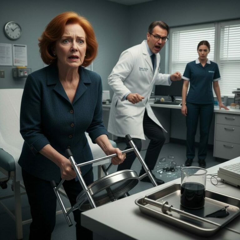 “The blood pressure cuff tightened around my arm, but it wasn’t the machine making my heart race. The nurse leaned in, her breath cold against my ear. ‘When the doctor comes in, say you’re someone else,’ she hissed, her eyes darting to the door. I opened my mouth to scream, but she gripped my wrist hard. ‘No time. Just lie, or you won’t leave this room alive.’ Suddenly, the handle turned. The doctor stepped in, smiling—but he wasn’t holding a stethoscope. He was holding a syringe filled with something pitch black…”