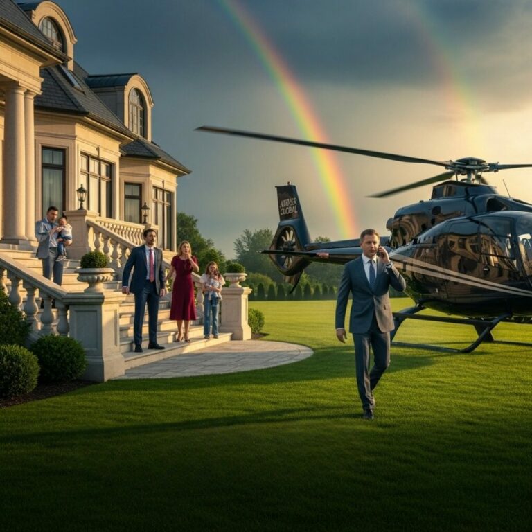 Our house was gone, our savings wiped out—but my in-laws didn’t care. “Five thousand a room,” my father-in-law spat. My wife was in tears. That’s when something inside me snapped. I called the one person they never thought I had access to. Moments later, the roar of a helicopter shook their windows. My billionaire boss walked out, looked them dead in the eyes, and said four words I’ll never forget.