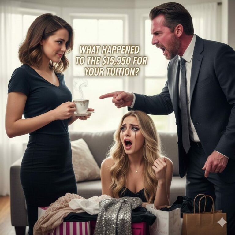 “I watched my sister flaunt her new shopping bags, knowing every cent came from my hidden stash. She wanted to see me broken. Suddenly, the door slammed. Dad was shaking, holding an empty envelope. ‘That was your entire college fund, you idiot!’ he roared. She looked at me, begging for help, but I only grinned. I had planned this for months. Now, the real nightmare begins for her.”