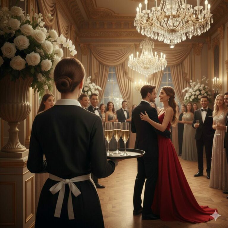 “I snuck in as a waitress at the lavish party—and froze. My husband was dancing closely with another woman. Would he notice me before everything fell apart?”