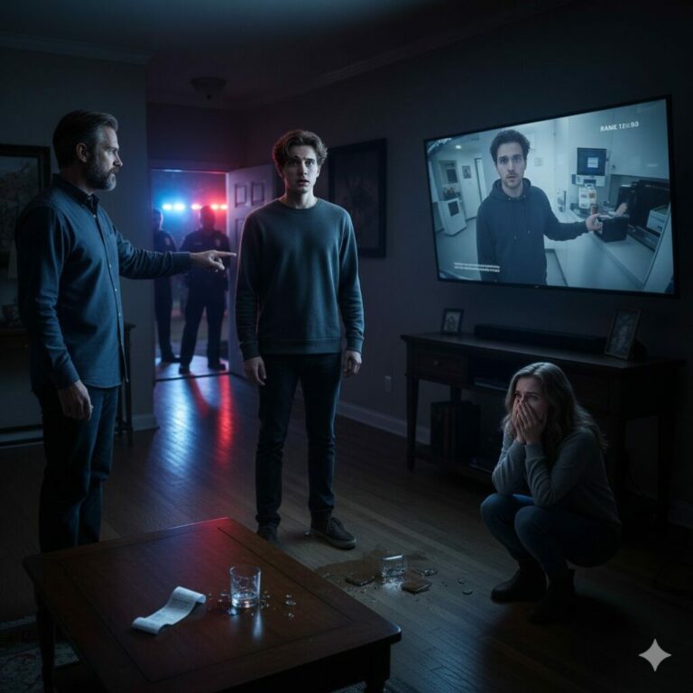 “The static on the TV cleared, and my heart stopped. There I was on the screen, wearing my favorite hoodie, emptying my father’s life savings. Dad’s voice was a cold whisper: ‘I worked forty years for this… and my own blood stole it?’ I tried to speak, but the lie died in my throat. As the distant wail of sirens grew louder, I realized this wasn’t just a mistake—it was a setup. But who would hate me enough to wear my face?”