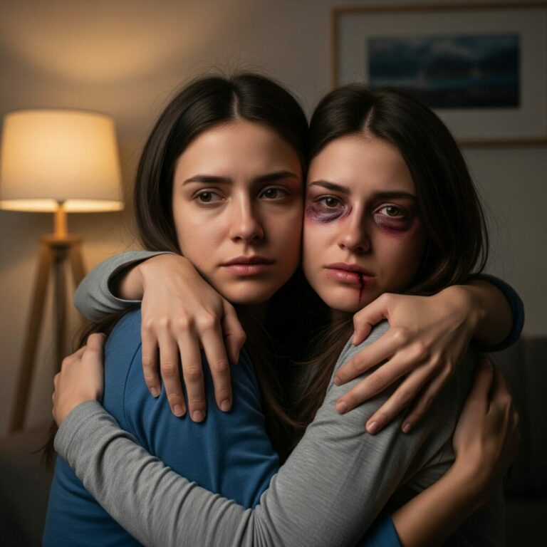 Mi hermana gemela apareció golpeada y llorando. Intercambiamos nuestros lugares… y le enseñamos a su marido una lección brutal y para siempre.