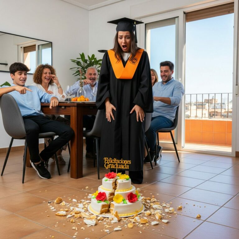 El hijo de mi hermana tiró mi pastel de graduación al suelo y dijo: “Cómelo del piso”. Toda la mesa se echó a reír. Yo no dije ni una palabra. Esa misma noche, mamá me escribió: “Hemos decidido cortar todo contacto. Aléjate para siempre”. Mi hermana le dio “me gusta”. Yo respondí: “Mañana elimino mi nombre de todos los préstamos”. Para medianoche, el chat familiar estaba inundado…  100 llamadas perdidas.